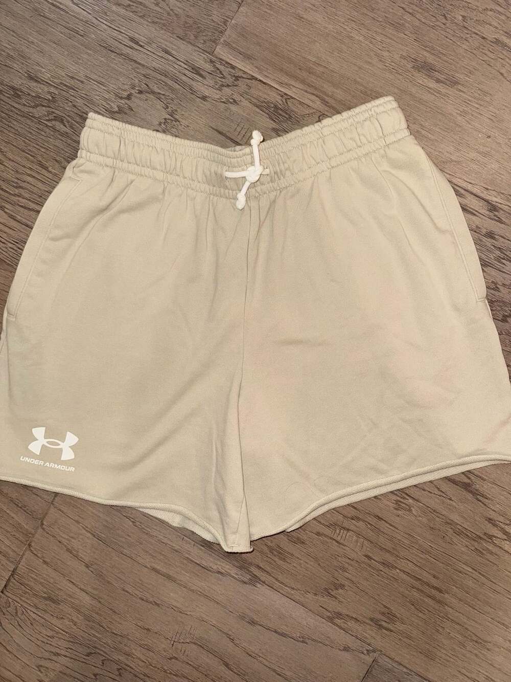 Under Armour Rival Terry Shorts Size L Khaki Beige Fleece